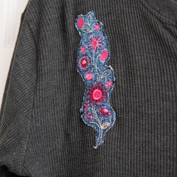 Boutique Patchwork UpCycled Sweater Plus Size XXL - Pink/Red/Denim - S Threads - Picture 3 of 6